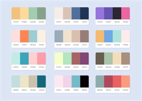 Échantillons de catalogue de palette de couleurs Pantone en hexadécimal