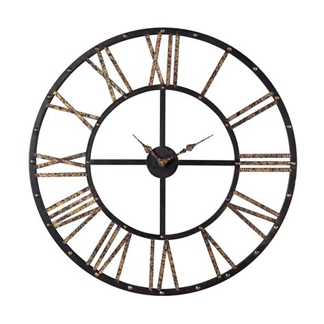 Metal Framed Roman Numeral Open Back Wall Clock Gold Wall Clock