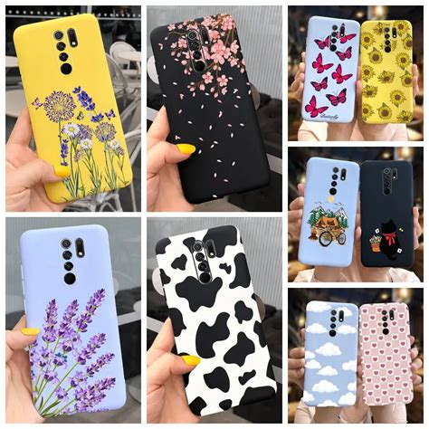 Funda Suave Para Xiaomi Redmi 9 Carcasa De Silicona De Lujo Pintada En Lavanda Funda Delgada