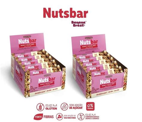 Kit 2 Caixas De Barras Nutsbar Sabor Morango Chocolate Branco E