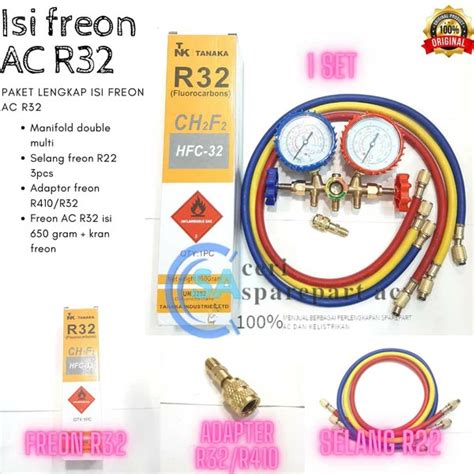 Jual Paket Isi Freon Ac R Manifold Double Selang Krant Freon R