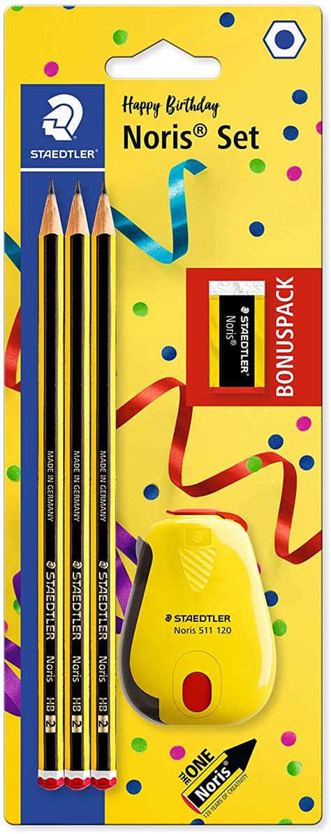 Staedtler Noris 120 Pack De 3 Crayons Graphite Hexagonaux Gomme