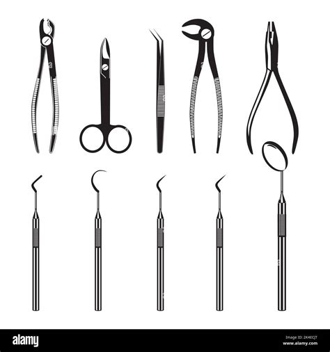 Dental Tools Set Dentist Instrument Vector Illustration Stock Vector