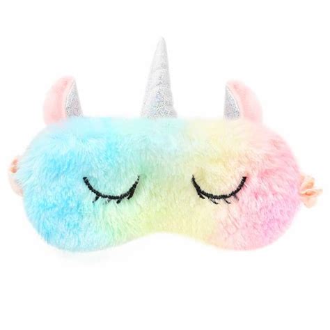 Colorful Unicorn Kids Sleep Mask - Cute Animal Fuzzy Eye Mask for Girls, Boys, Women - Shinywear ...