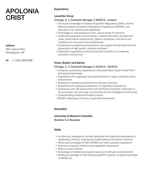 Contracts Manager Resume Samples Velvet Jobs