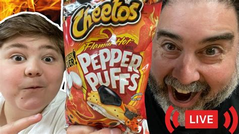 Eating Cheetos Flamin Hot Pepper Puffs Live Chris Frezza