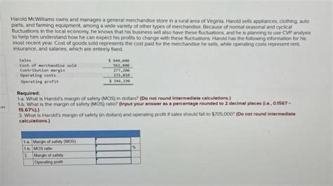 Solved Harold McWilliams Owns And Manages A General Chegg