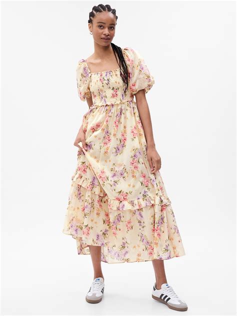 Gap LoveShackFancy Floral Puff Sleeve Maxi Dress Gap