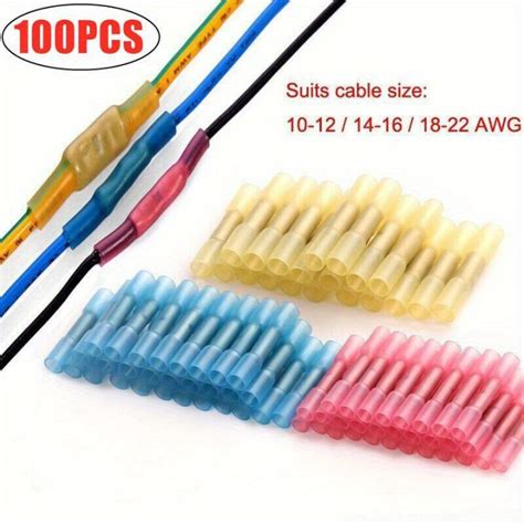 100pcs Solder Sealed Wire Connectors Heat Shrink Solder Butt Connectors