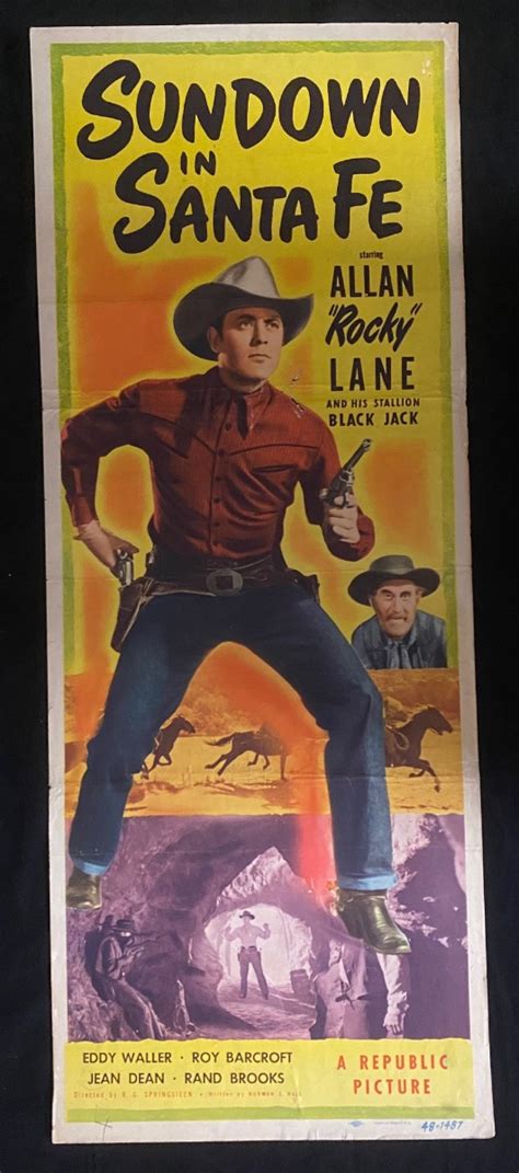 Sundown In Santa Fe Original Insert Movie Poster 1948 Rocky Lane 1948