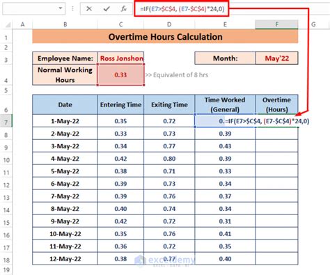 How To Calculate Overtime Hours In Excel Using If Function Exceldemy