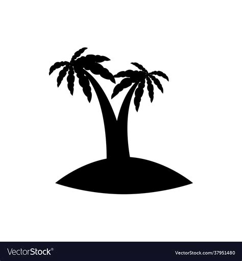 Palm Trees Flowers And Grass Black Silhouettes Vector Image