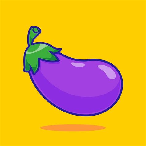 Premium Vector Cartoon Eggplant Vegetable Floating Food Icon