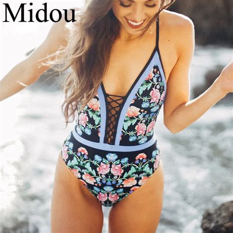 Midou Sexy One Piece Swimsuit Women Swimwear Bodysuit Bathing Suit