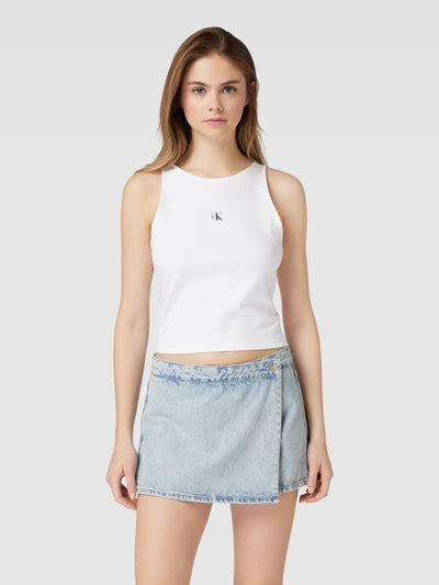 Calvin Klein Jeans Top Met Labelprint Model Archival Milano In Wit