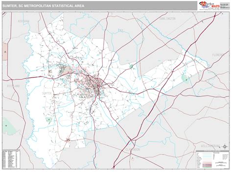 Sumter Sc Metro Area Wall Map Premium Style By Marketmaps