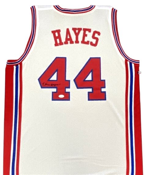 Elvin Hayes Signed Autographed White Red Blue Jersey Jsa Authenticated