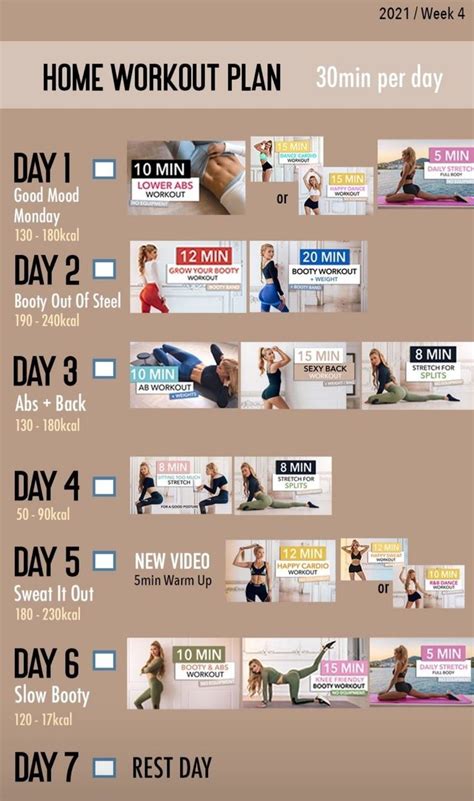 Pamela Reif Workout Plan Week 4 30 Min Per Day At Home Workout Plan