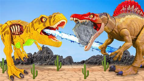 Epic Desert Explosion Giant T Rex Vs Spinosaurus Showdown