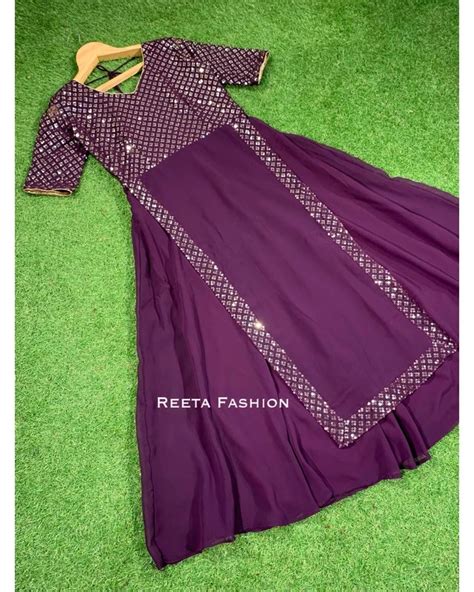 Reeta Fashion Adorable Purple Heavy Faux Georgette Sequence Embroidery