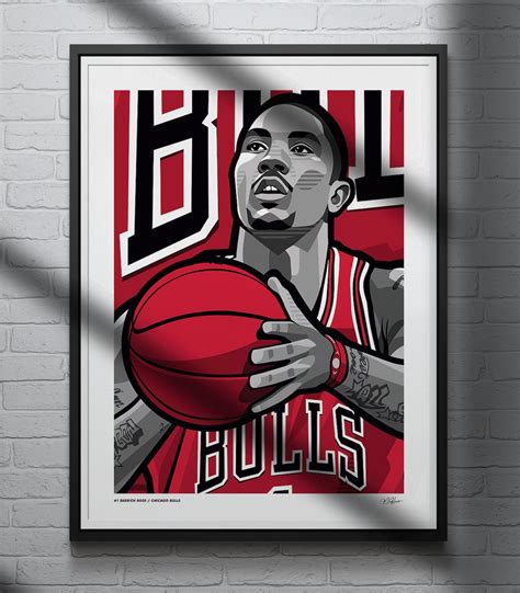 Derrick Rose Poster Chicago Bulls Basketball Art Print Etsy