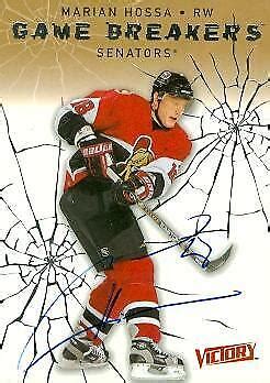 Marian Hossa Autographed Hockey Card Ottawa Senators 2003 UD Victory