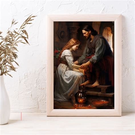 Mary Magdalene Washing Jesus Feet Mary Anointing Jesus Jesus Painting