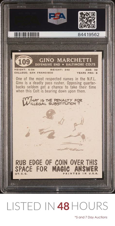 Topps Gino Marchetti Colts Hof Psa Ebay