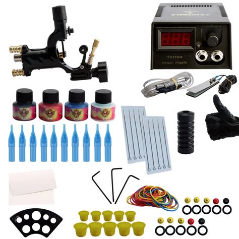 Complete Rotary Tattoo Kit Rotary Tattoo Machine Gun Set 4Pcs Inks