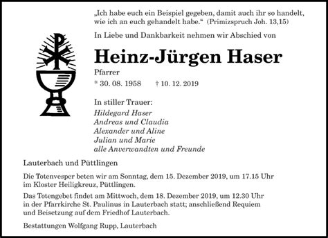 Traueranzeigen Von Heinz J Rgen Haser Saarbruecker Zeitung Trauer De