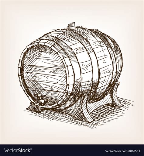 Wine Barrel Sketch Style Royalty Free Vector Image