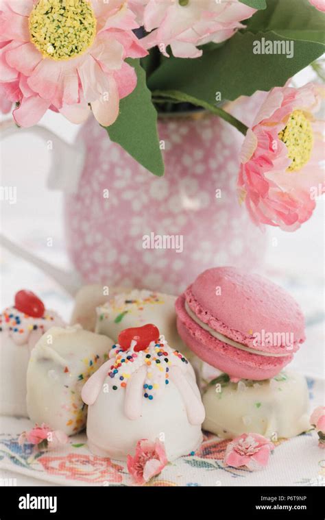 Truffles With Birthday Cake Frosting Stock Photo Alamy