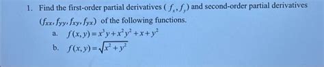 Solved 1 Find The First Order Partial Derivatives Ff And