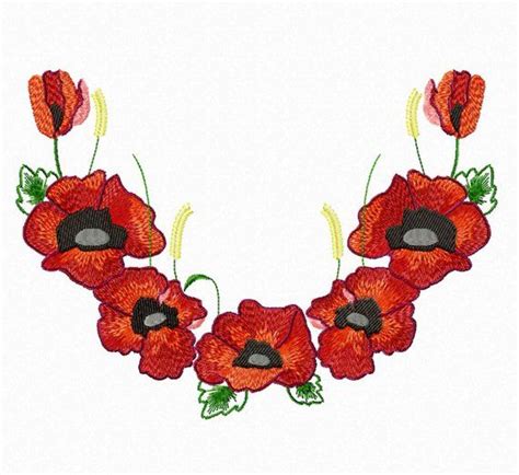 Flowers Machine Embroidery Designs Poppies Digital Pattern Etsy