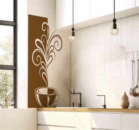 Adesivo murale cucina linee decorative di caffè TenStickers