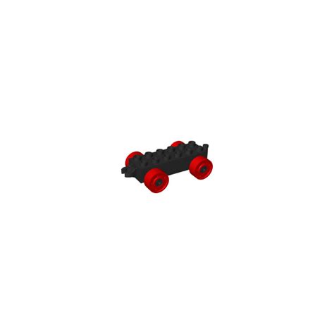 Lego Black Duplo Car Chassis 2 X 6 With Red Wheels Modern Open Hitch