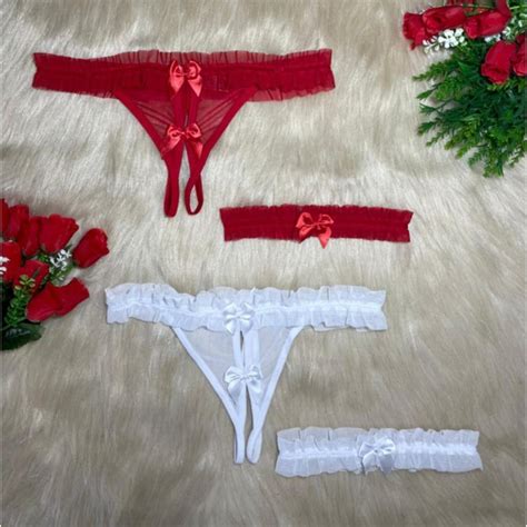 2 Calcinha Apressadinha Abertura Perneira Lingerie Fio Dental