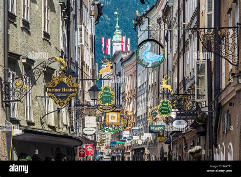 Getreidegasse Shopping Street Salzburg Austria Stock Photo Alamy