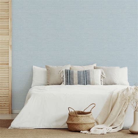 Shop Agave Imitation Grasscloth Wallpaper In Blue From The Pacifica Collection Burke Decor