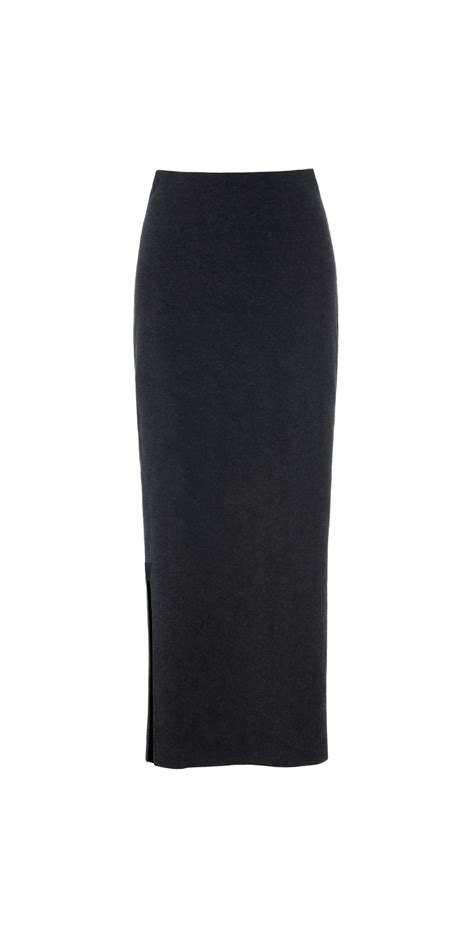 Henriette Steffensen Long Fleece Soft Black Skirt In Soft Black