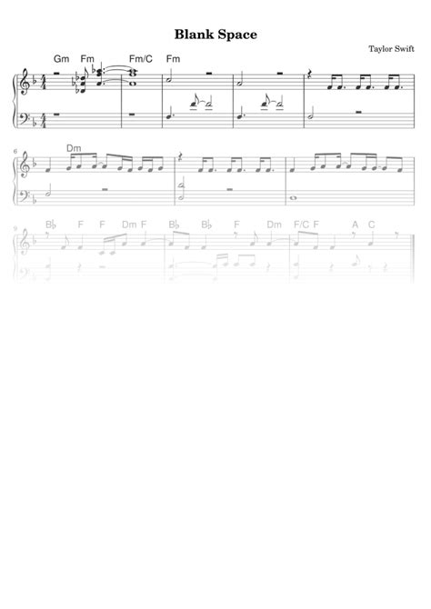 Blank Space Partitura Fácil Para Piano Em Pdf La Touche Musicale