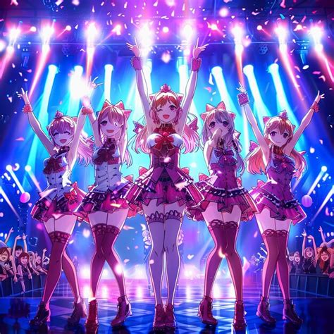 Premium Photo Beautiful Idol Group Concert Cartoon Anime Idol Group