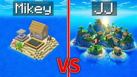 Mikey Tiny Vs Jj Giant Island Battle In Minecraft Maizen Minecraft