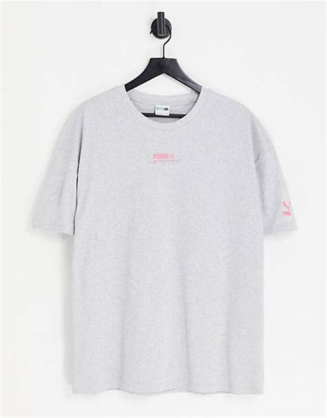 Puma Acid Bright Oversized T Shirt In Grey And Pink Exclusive To Asos Asos