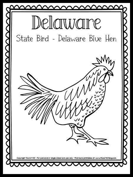 Delaware State Bird Coloring Page Delaware Blue Hen Free Printable