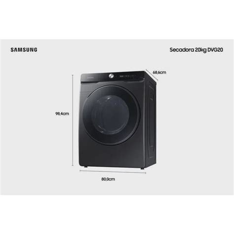 Secadora G S Samsung Dv A Smartthings Kg Black Inox V