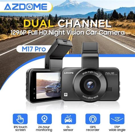 AZDOME M17 Pro Dashcam 1296p Full Hd Dual Channel DashCam Night Vision