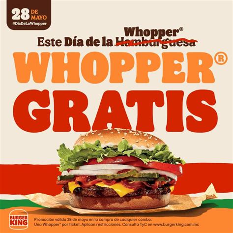 Promoción Burger King Día de la Hamburguesa Whopper GRATIS en la