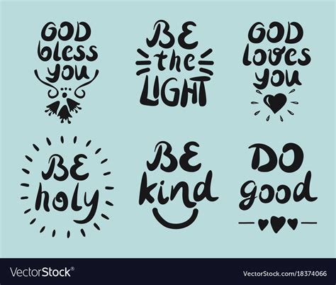 6 Hand Lettering Quotes God Bless You Royalty Free Vector