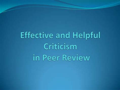 Effective Criticism Guide Ppt